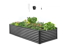 Koduva VEVOR metalinė paaukštinta sodo lysvė, 2,4 x 1,2 x 0,6 m, cinkuoto metalo, atvira apačia, tamsiai pilka