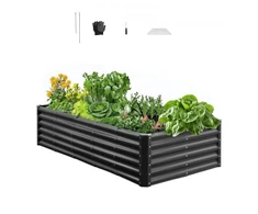Koduva VEVOR metalinė pakelta lysvė, 1,8 x 0,9 x 0,4 m, cinkuota, atvira apačia, tamsiai pilka