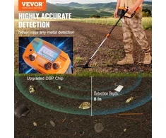 VEVOR Metalo detektorius su 20,3 cm paieškos rite ir reguliuojamu 96,5–124,5 cm kotu