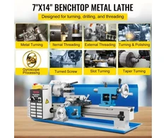 Koduva VEVOR mini metalo tekinimo staklės, 180 x 350 mm, 550W, kintamo greičio, 3 žandikaulių griebtuvas