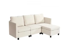 Koduva VEVOR modulinė kampinė sofa, 3 vietų, su paslėpta daiktadėže, šviesiai smėlinė
