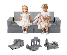 VEVOR Modulinė vaikų žaidimų sofa, 14 dalių, pilka