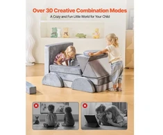 VEVOR Modulinė vaikų žaidimų sofa, 14 dalių, pilka