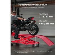 VEVOR Motociklo keltuvas, 1000 lb, 8,6–31 col., su saugos užraktu