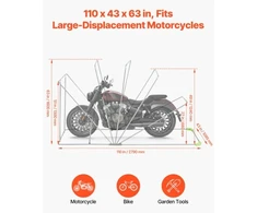 VEVOR Motociklo laikymo pastogė su apsaugine spyna, 600D Oxford atverčiamas garažo tentas, juodas