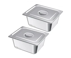 Koduva VEVOR nerūdijančio plieno garų keptuvės su dangčiais, 1/2 dydžio, 148 mm gylio, 9 l, 2 vnt.