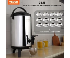 VEVOR Nerūdijančio plieno izoliuotas gėrimų dozatorius, 2 gal. 7,6 l