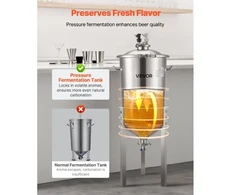 VEVOR Nerūdijančio plieno kūginis fermenteris, 30 l, namų alaus ir vyno fermentacijai