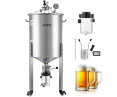 VEVOR Nerūdijančio plieno kūginis fermentatorius, 60 l, su ratukais, dangčiu, rankena ir termometru