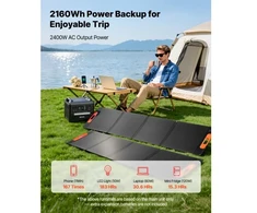 Koduva VEVOR nešiojama elektrinė, 2400 W, su 2 x 200 W sulankstomomis saulės panelėmis, 2160 Wh, LiFePO4