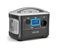 VEVOR Nešiojama elektrinė, 600 W, 493 Wh LiFePO₄, 7 išvesties prievadai