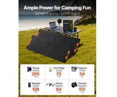 VEVOR Nešiojama elektrinė su 2 x 200 W saulės panelėmis, 3000 W, 3072 Wh