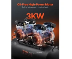 Koduva VEVOR oro kompresorius, 75 l plieno bakas, 4 HP, 125 PSI, 78 dB, FB1500D0-20C80