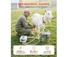 Koduva VEVOR ožkų melžimo mašina, 3 l nerūdijančio plieno talpa, 5200 mAh baterija, 2 spenelių puodeliai