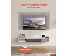 Koduva VEVOR pakabinamas TV staliukas, 120 cm, baltas