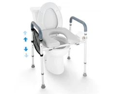 VEVOR Pakeltas tualeto sėdynės priedas, 7 padėčių aukščio reguliavimas 490–640 mm, 158,7kg, aliuminio rėmas
