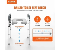 VEVOR Pakeltas tualeto sėdynės priedas, 7 padėčių aukščio reguliavimas 490–640 mm, 158,7kg, aliuminio rėmas