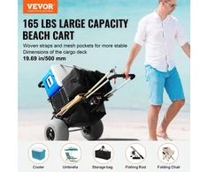 Koduva VEVOR paplūdimio vežimėlis su dideliais ratais, 75,9 x 39,1 cm krovinių platforma, 68,6–113,5 cm reguliuojamas aukštis, 75 kg