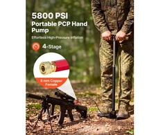 Koduva VEVOR PCP rankinė pompa, 4 pakopų, 40 MPa 5800 PSI, su alyvos ir drėgmės filtru, manometru, nerūdijančio plieno korpusas