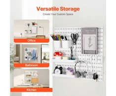 Koduva VEVOR pegboard kombinacijos rinkinys, 11 x 11 col. plastikinė perforuota plokštė, 4 panelės, balta