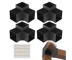 Koduva VEVOR pergolos kronšteinų rinkinys 6'' x 6'' (vidinis dydis 5,6 x 5,6), 4 vnt. 3 krypčių kampiniai kronšteinai
