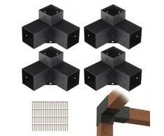 VEVOR Pergolos laikiklio rinkinys 10,2 cm x 10,2 cm, 4 vnt., trijų krypčių kampiniai laikikliai