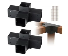 VEVOR Pergolos laikiklių rinkinys, 10,2 x 10,2 cm, vidinis dydis 9,1 x 9,1 cm, 2 vnt., 4 krypčių