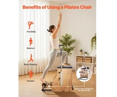 Koduva VEVOR Pilates kėdė su padalintais pedalais ir rankenomis, buko medienos rėmas