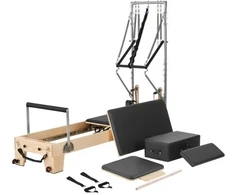VEVOR Pilates reformeris, medinis, su dvigubu pasipriešinimu, reformerio dėže ir šuolio lenta, iki 400 lbs