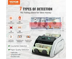 Koduva VEVOR pinigų skaičiuoklė su UV, MG, IR ir DD padirbtų banknotų aptikimu, USD ir EUR