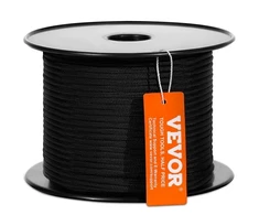 Koduva VEVOR pinta nailono virvė, 0,48 cm x 76,2 m, 32 gijų, juoda
