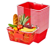 Koduva VEVOR pirkinių krepšeliai, 20 vnt., 21 l, raudoni, sukraunami, PE plastiko
