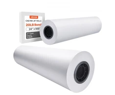 Koduva VEVOR plačiaformatis popierius ploteriui, 61 cm x 152,4 m, 2 ritiniai, 7,62 cm šerdis