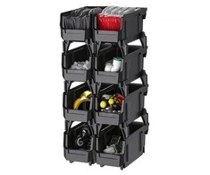 Koduva VEVOR plastikinės sukraunamos laikymo dėžės, 27,6 x 14 x 13 cm, 8 vnt., juodos