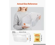 Koduva VEVOR plastikinės sukraunamos laikymo dėžės, 37,7 x 21,5 x 18 cm, 6 vnt., skaidrios