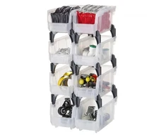Koduva VEVOR plastikinės sukraunamos laikymo dėžės, 27,6 x 14 x 13 cm, 8 vnt., skaidrios