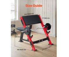 VEVOR Preacher curl suolas, juodas+raudonas, 300 kg