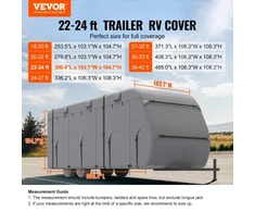 Koduva VEVOR priekabos kelioninis RV uždangalas Class A kemperiui 671,6–731,5 cm