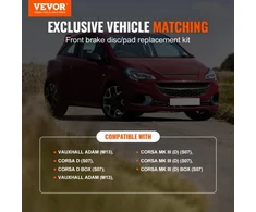 VEVOR Priekinis stabdžių komplektas Vauxhall Adam ir Corsa D, 257 mm stabdžių diskai