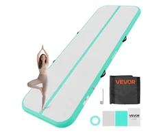 VEVOR Pripučiama gimnastikos oro trasa 3 m, 10 cm storio, su elektriniu siurbliu, mėtų žalia