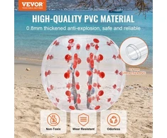 VEVOR Pripučiamas bumper ball 1 vnt., 1.2 m, skaidriai raudoni taškai