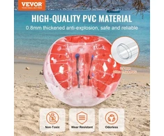 VEVOR Pripučiamas bumper ball kamuolys 1 vnt., 1.5 m, skaidrus ir raudonas