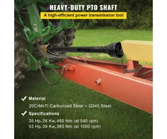 Koduva VEVOR PTO velenas 1-3/8" x 6 šlicų, T4, 43"–61"