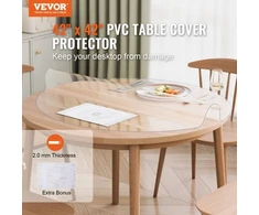 Koduva VEVOR PVC stalo apsauga, apvali, skaidri, 1067 x 1067 mm, 2,0 mm