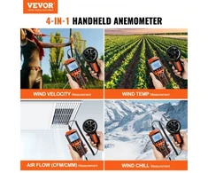 Koduva VEVOR rankinis anemometras, skaitmeninis vėjo greičio ir CFM matuoklis, 14℉–140℉, su LED foniniu apšvietimu