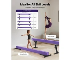 Koduva VEVOR reguliuojama gimnastikos balansinė sija vaikams, 8 pėdų, violetinė