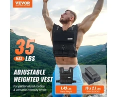 VEVOR Reguliuojama svertinė liemenė, 35 lb, su geležiniais svoriais, pečių pagalvėlėmis ir atspindinčia juosta