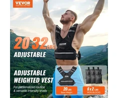 VEVOR Reguliuojama svorinė liemenė, 20–32 lb, su 6 geležies užpildais ir atšvaitine juosta