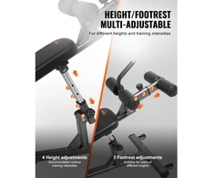 Koduva VEVOR reguliuojamas suoliukas atsilenkimams, decline ab bench su reverse crunch rankena, 4 aukščio padėtys, plieno, 453 kg