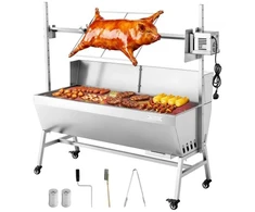VEVOR Rotacinis grilis, 38 W, 60 kg, su ratukais ir 4 aukščio lygiais